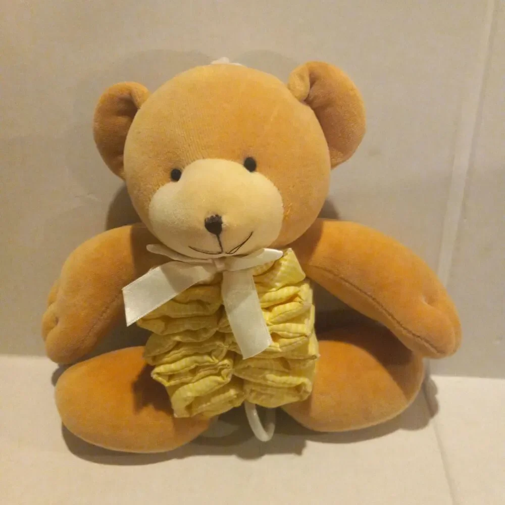 Vintage Carters Prestige Toy Bear Crib Toy-Musical-Pull Toy-Yellow Gingham-9
